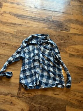 Abercrombie & fitch Blue and White Plaid Button-Up Shirt